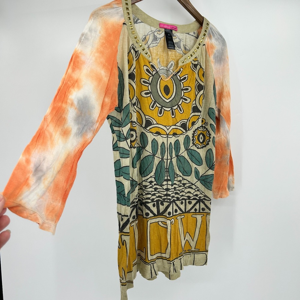 Vintage Y2K Custo Line Barcelona Tunic Top Womens M Artsy Boho Indie Unique